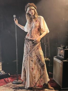 Free People Celestial Nights Maxi Dress - Cream & Pink Chiffon